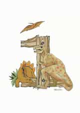 First birthday roarsome number 1 dinosaur card created by Helen Leslie Illustrator