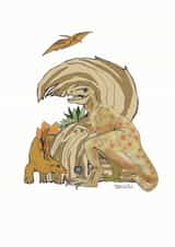 Second birthday number 2 Dinosaur card created by Helen Leslie Illustrator