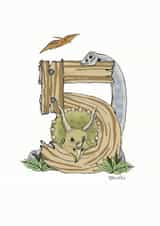 Happy 5th Birthday Dinosaur card created by Helen Leslie Illustrator