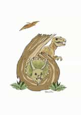 Happy 6th Birthday Dinosaur card created by Helen Leslie Illustrator