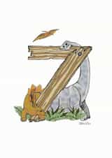 Happy 7th Birthday Dinosaur card created by Helen Leslie Illustrator