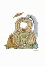 Happy 8th Birthday Dinosaur card 1001 created by Helen Leslie Illustrator