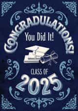 Blue Vintage Graduation 2025 Pun card - Congradulations! created by Dee Cresswell