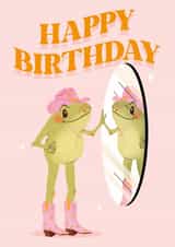 Howdy! Happy Birthday - Cowboy Frog Birthday Card - Cute Birthday Card for her created by Kitty Strand
