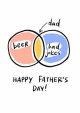 Funny Venn Diagram Fathers Day Card - Beer - Bad Jokes - Happy Father's Day created by Olla