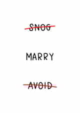 Snog Marry Avoid created by Kathryn Whybrow