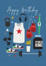 Happy Birthday Fitness King created by Laura Darrington Design Ltd.