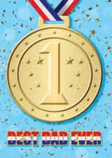 Best Dad Ever Gold Medal Winner Father's Day Card created by Slinkeee Illustration