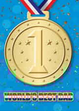 World's Best Dad Gold Medal Father's Day Card created by Slinkeee Illustration