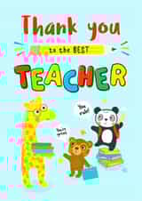 Cute animal thank you Teacher card created by Helen Thompson