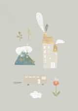 mountains and houses greeting card created by After Providence 