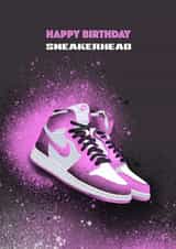 Retro Jordan 1 Pink Sneakerhead Birthday Card created by Alexandria Frances