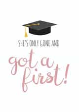Funny and Cute First Class Graduation Card for Her created by whimsical AF