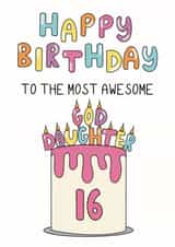Cute 16th Birthday Card - For Goddaughter - Cake created by Schnauzer Scribbles