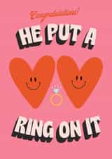 Cute Engagement Card for A special couple - He Put A Ring On It Card created by HollieGraphik