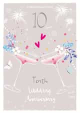  10th wedding anniversary champagne glasses card created by SABIVO Design by Sabina