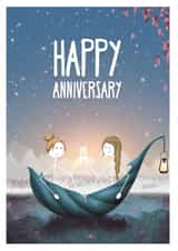 Cute LGBT Lesbian couple Happy Anniversary card created by Lanther Black