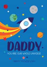Cute Fathers Day Card - Daddy - Rocket - You Are Our Whole Universe created by Silly Prints