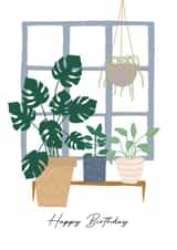 Classic Birthday Card - House Plants - Green created by Shannon Castleton
