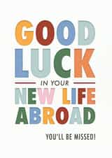 Good luck in new life abroad card created by Rebecca Prinn