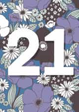 21st Birthday retro floral card created by Rebecca McConnachie