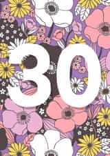 30th birthday retro floral card created by Rebecca McConnachie