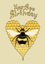 Bee Birthday Card. Honeycomb Love Heart. Bumble Bee. created by Wild Natured