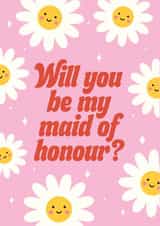 Maid of honour - daisy wedding proposal card created by Blush & Blossom