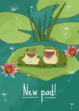 Cute Frog Pun New Home Card - Lily Pad - Frogs - New Pad created by Evie Garnett Designs