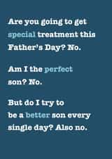 Cheeky Typography Fathers Day Card - Dad - From Son - Am I The Perfect Son? created by Pottsy Prints