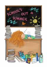 Funny thank you teacher card for the end of the school year. created by Peach Nut Studio