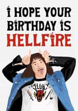 I Hope Your Birthday Is Hellfire Club Stranger Things Eddie Munson Netflix created by Pink Peach Cards