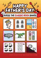 Funny Fathers Day Card - Dad - Music - Guess The Classic Rock Bands created by Daniel Benney