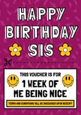 Funny Voucher Sister Birthday Card created by AbiGoLucky