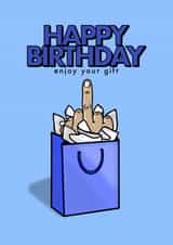 Middle Finger Gift Bag -Birthday - Blue/for him created by fyou cards