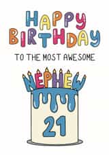 Cute 21st Birthday Card - For Nephew - Cake created by Schnauzer Scribbles