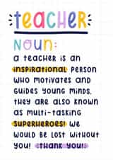 Teacher Definition Thank You Card created by Joanne Hawker