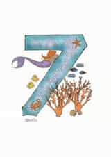 Happy 7th Birthday mermaid card created by Helen Leslie Illustrator
