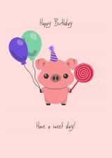 Sweet Birthday Pig Birthday Card created by Crafty Pig Studio