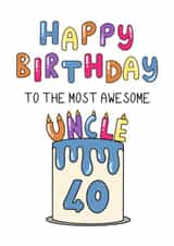 Cute 40th Birthday Card - For Uncle - Cake created by Schnauzer Scribbles