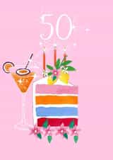 Classic 50th Birthday Card - For Her - Cake created by Naughty Nice