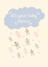 It’s raining babies! Baby shower card. created by Sherbet Lemons