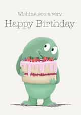 Wishing you a very Happy Birthday - cute cake monster birthday card created by Lucy Driver