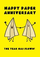 Funny First anniversary card with paper planes created by Pixie Drew