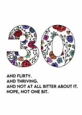 Floral 30 card with a humourous twist created by Zoë Nash