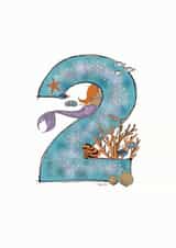Happy 2nd Birthday illustrated mermaid card created by Helen Leslie Illustrator