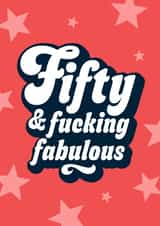 Fifty years funny typography retro birthday acrd created by Blush & Blossom 