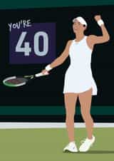 Tennis star Emma Raducanu themed 40th birthday card created by Quinton cards