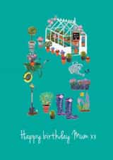 Mum's Garden Birthday Card.  created by Biscuit and Susie Art and Illustration