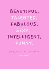 Female Qualities Birthday Card created by Jasmine & Rob